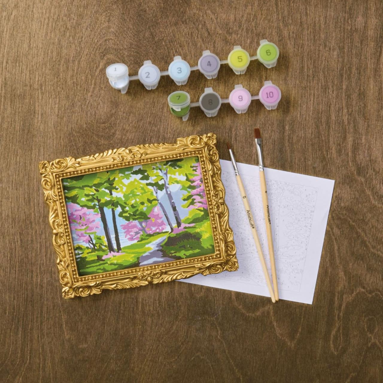 Trousse pour mini peinture par numéros encadrée à thème de sentier en forêt d’Artist’s Loft